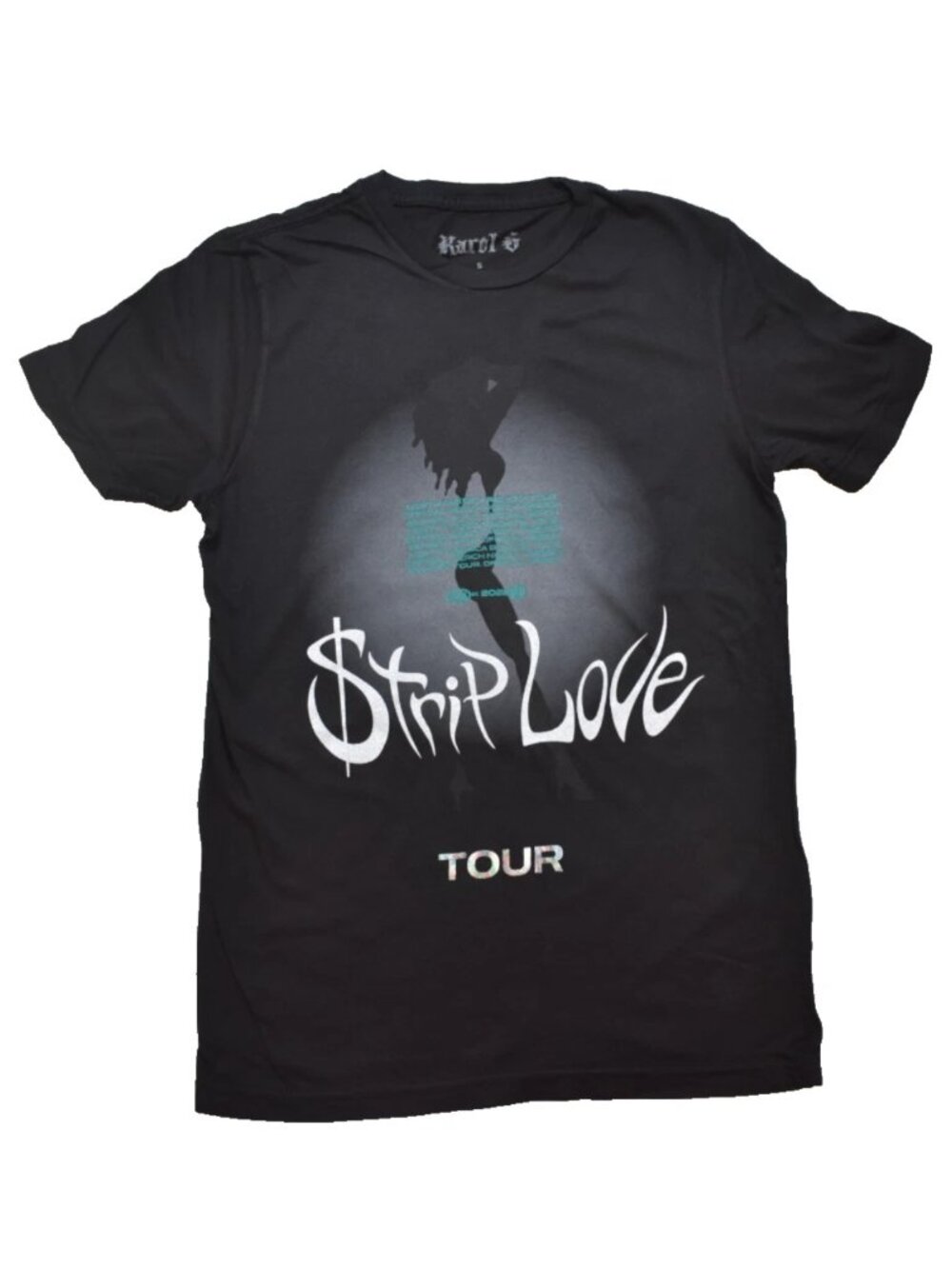 Karol G Strip Love Tour Silhouette Print Adult Black Tour Shirt New Small